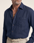 Étienne French Linen Shirt (Blue Navy)