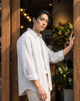 Luca Hidden-Placket Stripe Shirt