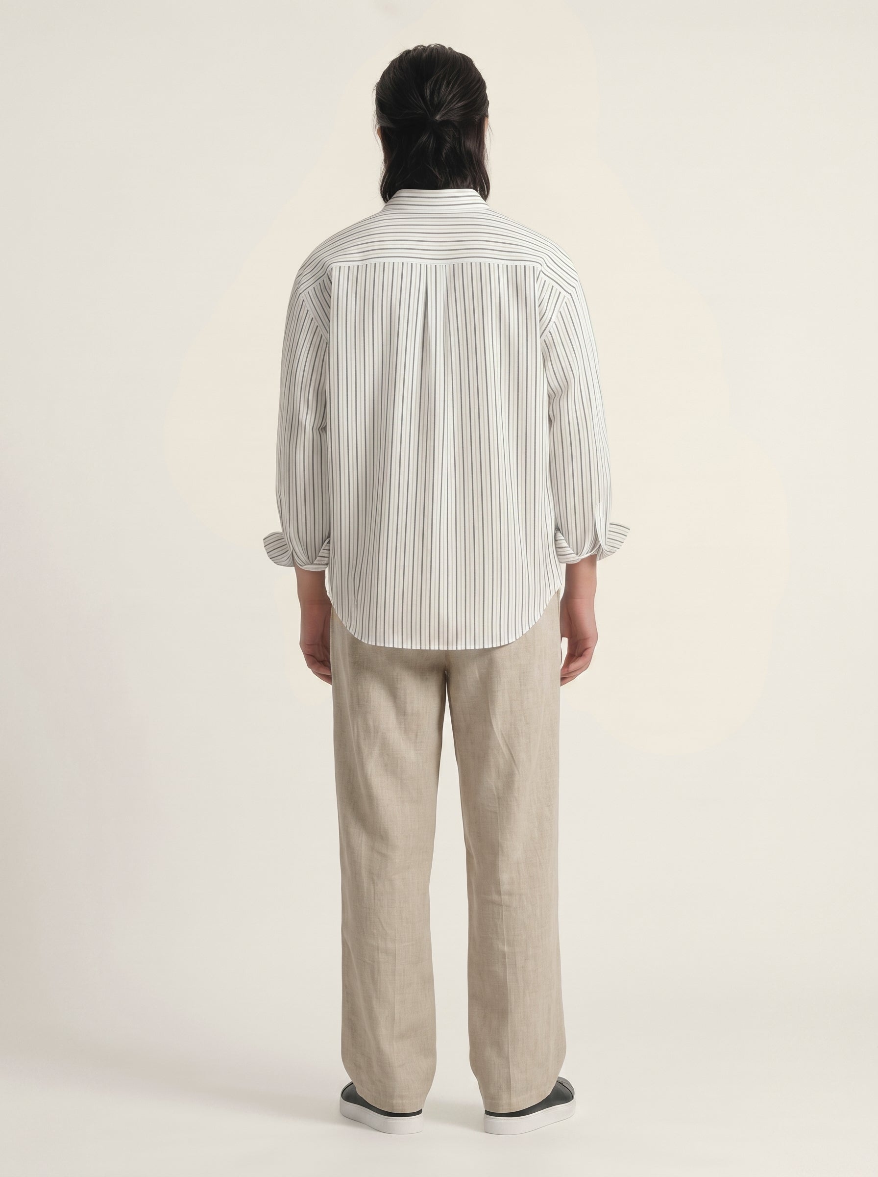 Luca Hidden-Placket Stripe Shirt