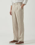 Aurelio Washed Linen Pleated Trousers
