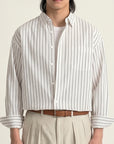 Luca Hidden-Placket Stripe Shirt