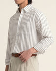 Luca Hidden-Placket Stripe Shirt
