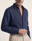 Étienne French Linen Shirt (Blue Navy)