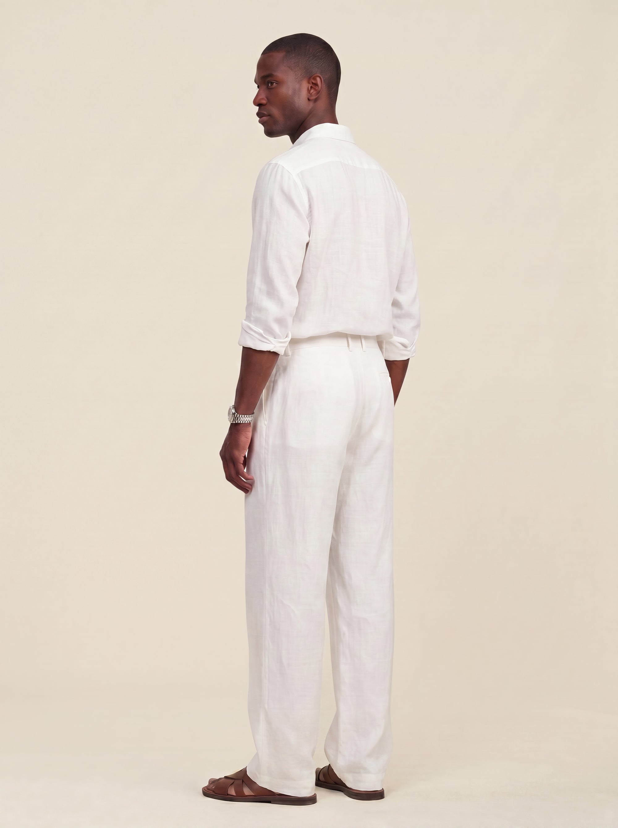 Alessio Linen-Viscose Pleated Trousers