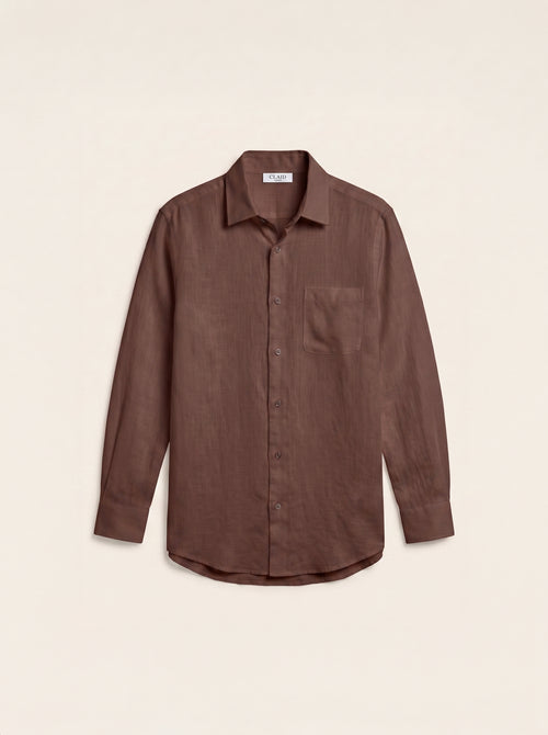 Étienne French Linen Shirt (Espresso Brown)