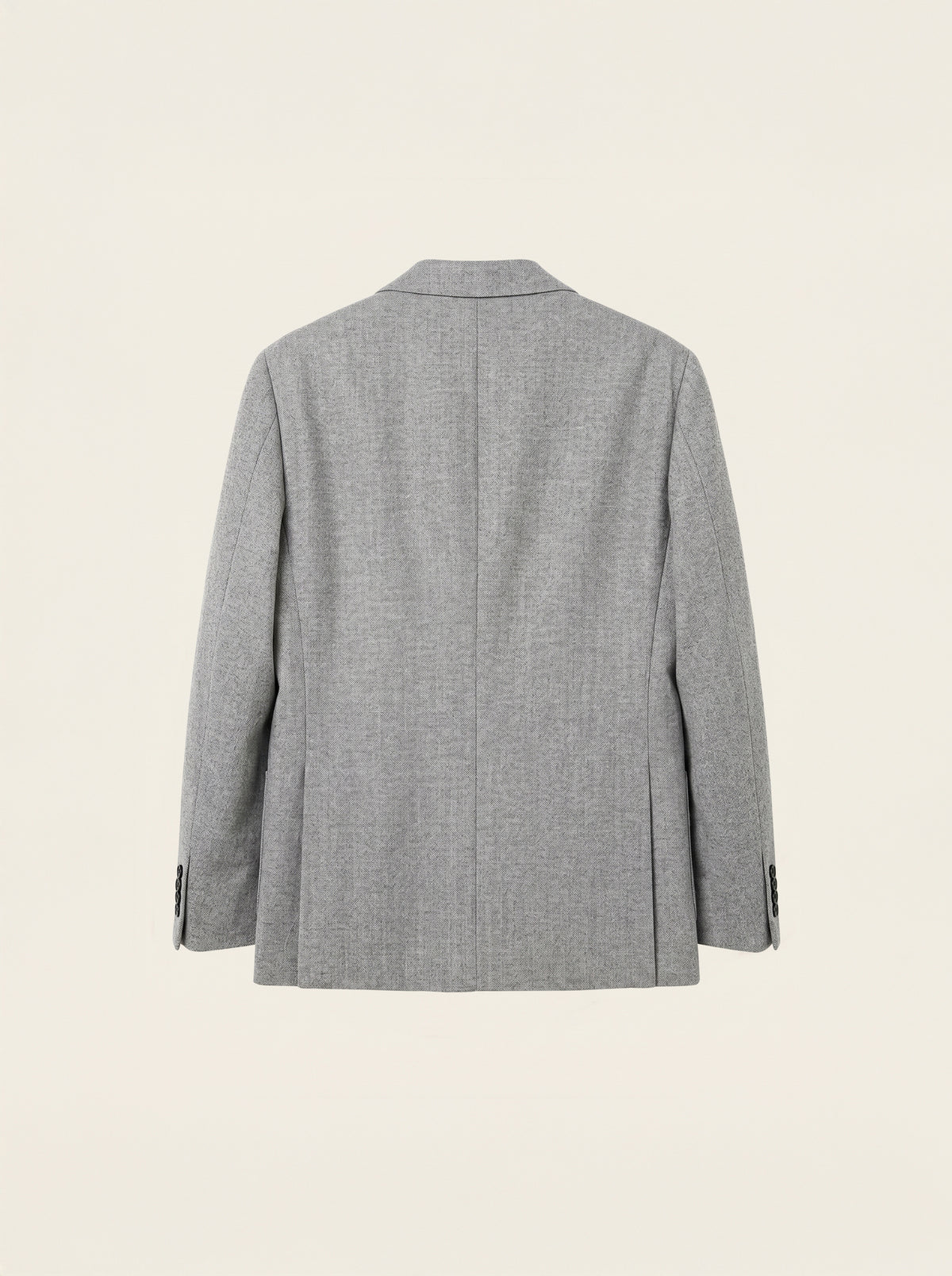#Charcoal-Grey_group A light gray textured blazer shown from the back, displayed on a clean, solid off-white background.