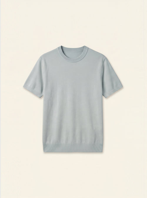 Luca Silk-Cotton Knit Tee (Sea Mist)