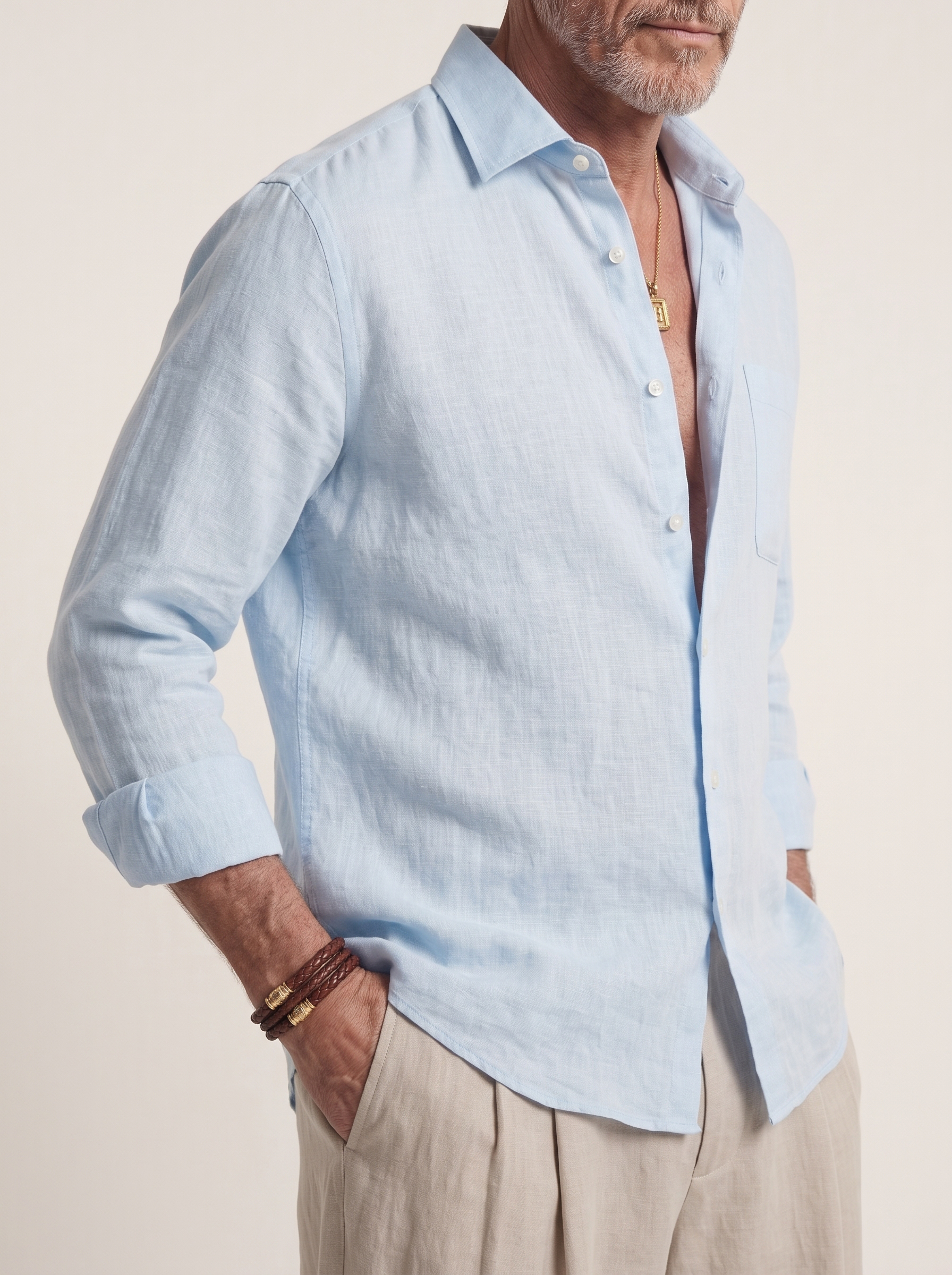 Étienne French Linen Shirt (Sky Blue)